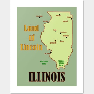 Illinois State Map Posters and Art